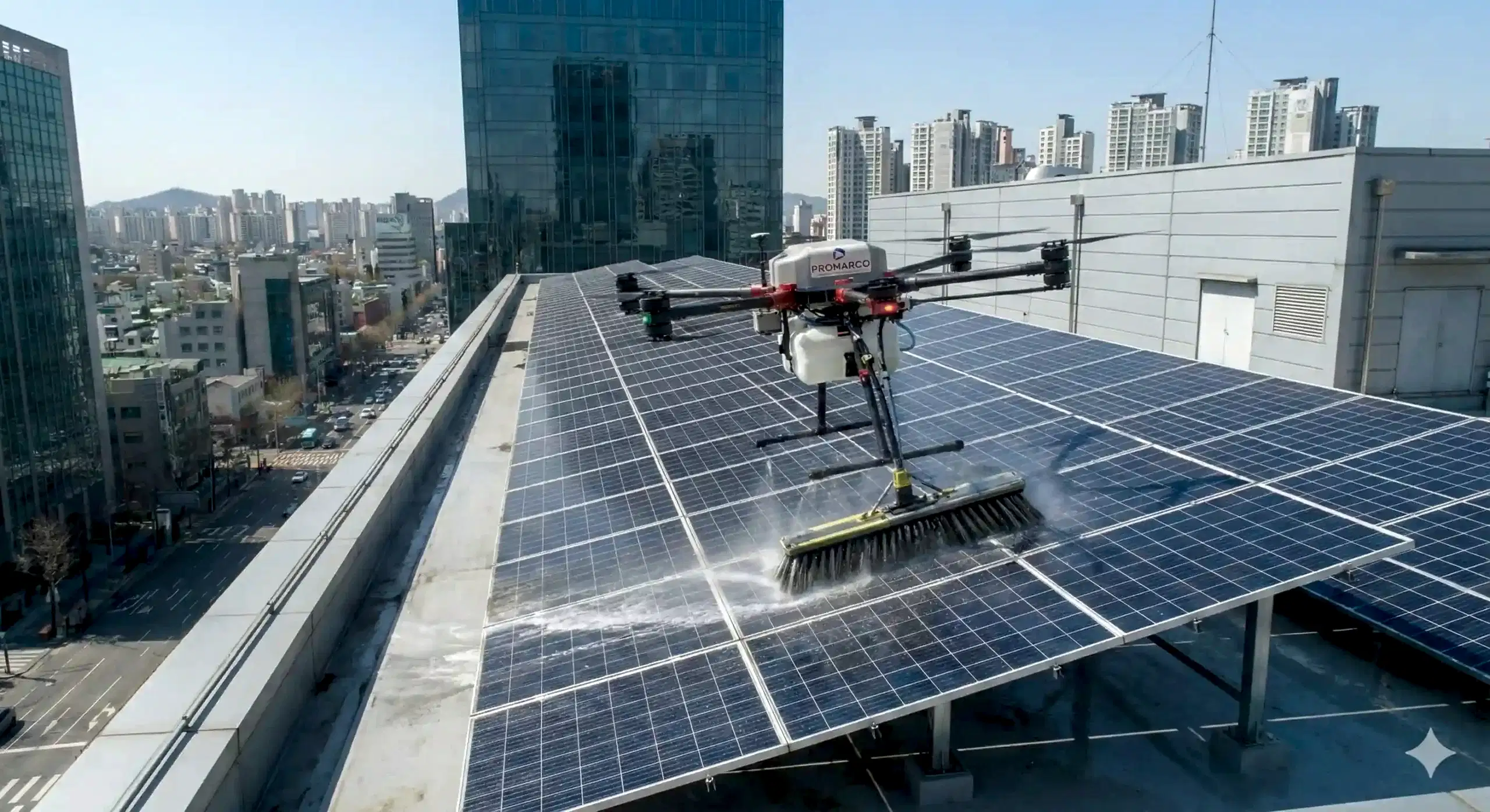 Limpieza de placas solares con dron